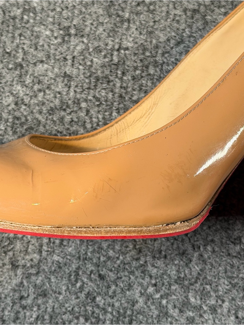 Christian Louboutin Women's Nude Patent Leather Red Bottom High Heel Pumps Sz 41 - Picture 8 of 13
